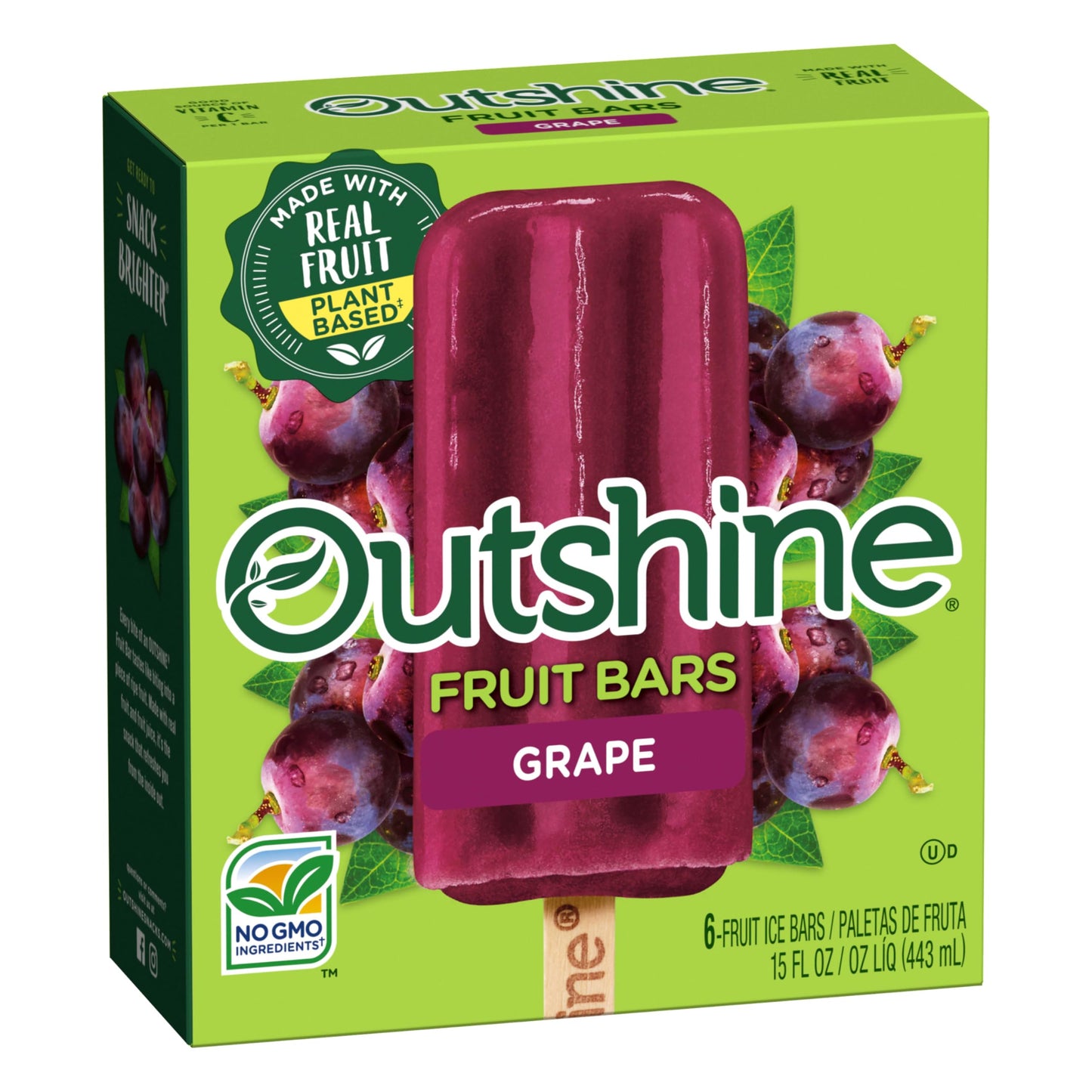 OUTSHINE Grape Frozen Fruit Bars, Gluten Free, Non GMO, Ice-Cream, 14.7 Fl Oz, 6 Count