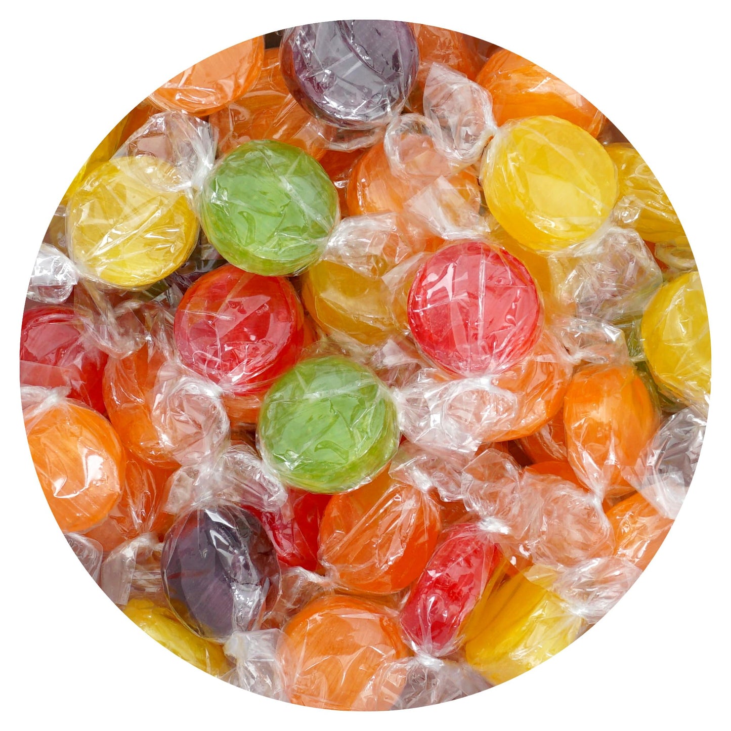 Assorted Fruit Hard Candy, 1 Pound Bulk Candy (Approx. 75 pcs.), Individually Wrapped Hard Candy, Fruit Discs Candy, The Hampton