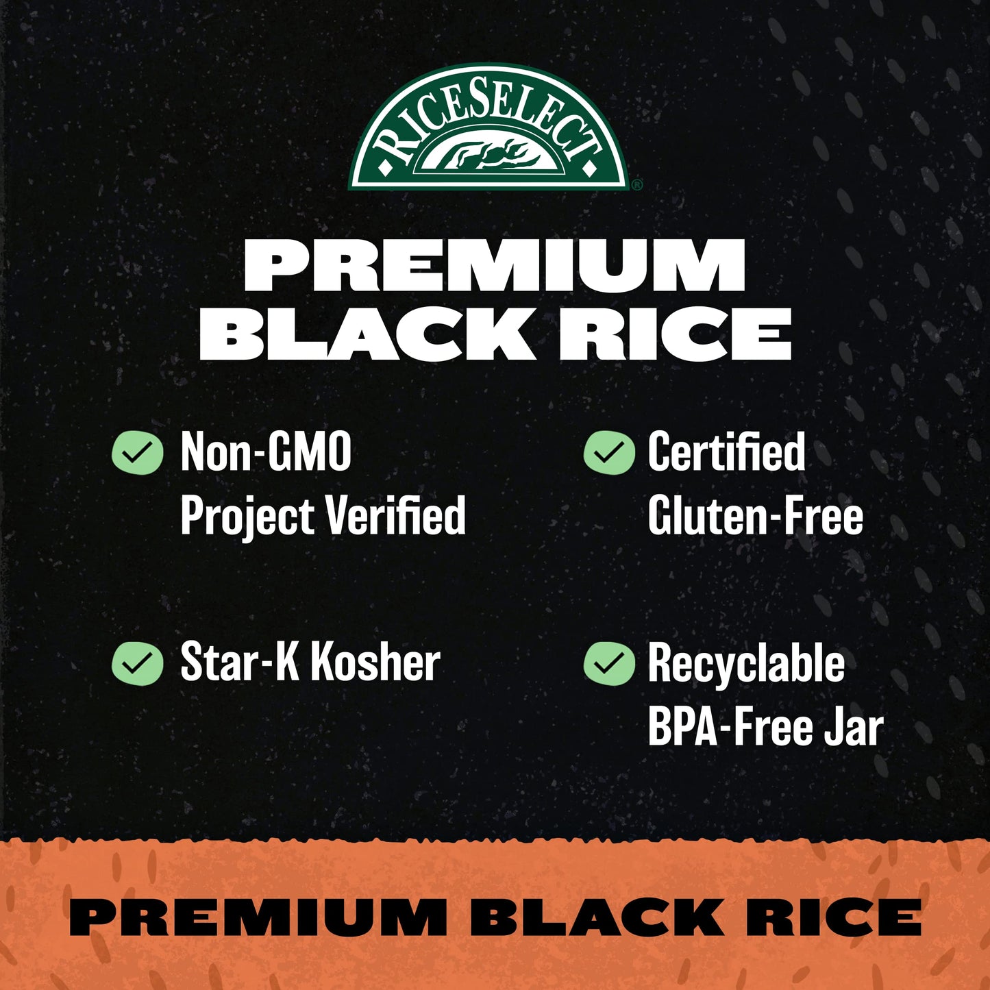 Riceselect Premium Black Rice, Whole-Grain, Gluten-Free, Non-Gmo, And Vegan Rice, Bpa-Free 22-Ounce Jar (Pack Of 1)