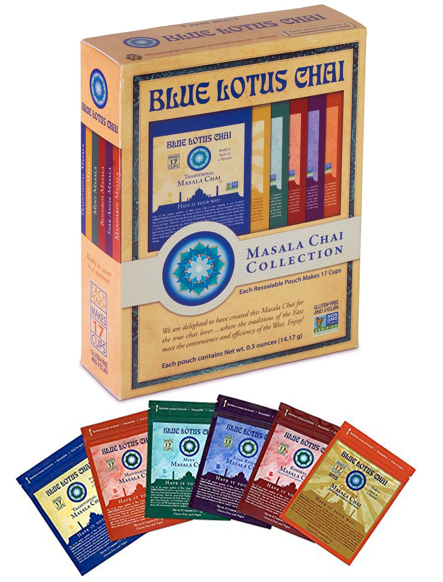 Blue Lotus Chai - Masala Chai Collection - Six Varieties - 0.5 Oz Each (14.17G)