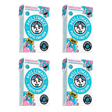 Milliways Bubblemint | Plastic Free Gum | Xylitol, Aspartame-Free, Sugar-Free, Plant-Based, Natural Chewing Gum | 40 Pieces Tota
