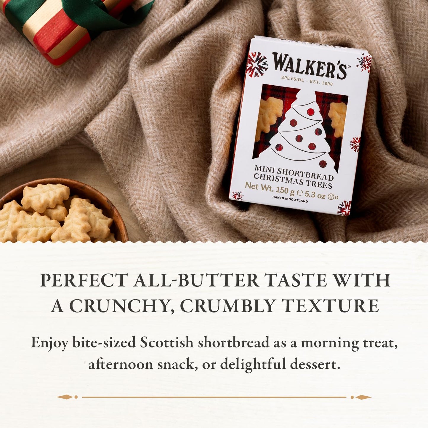 Walker'S Shortbread Christmas Tree Shaped Mini Holiday Cookies, All-Butter Shortbread Cookies, 5.3 Oz Box