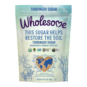 Wholesome Sweeteners 24-Ounce Regenerative Organic Certified Turbinado Sugar, Fair Trade, Non Gmo, Gluten Free & Vegan, 1 Pack