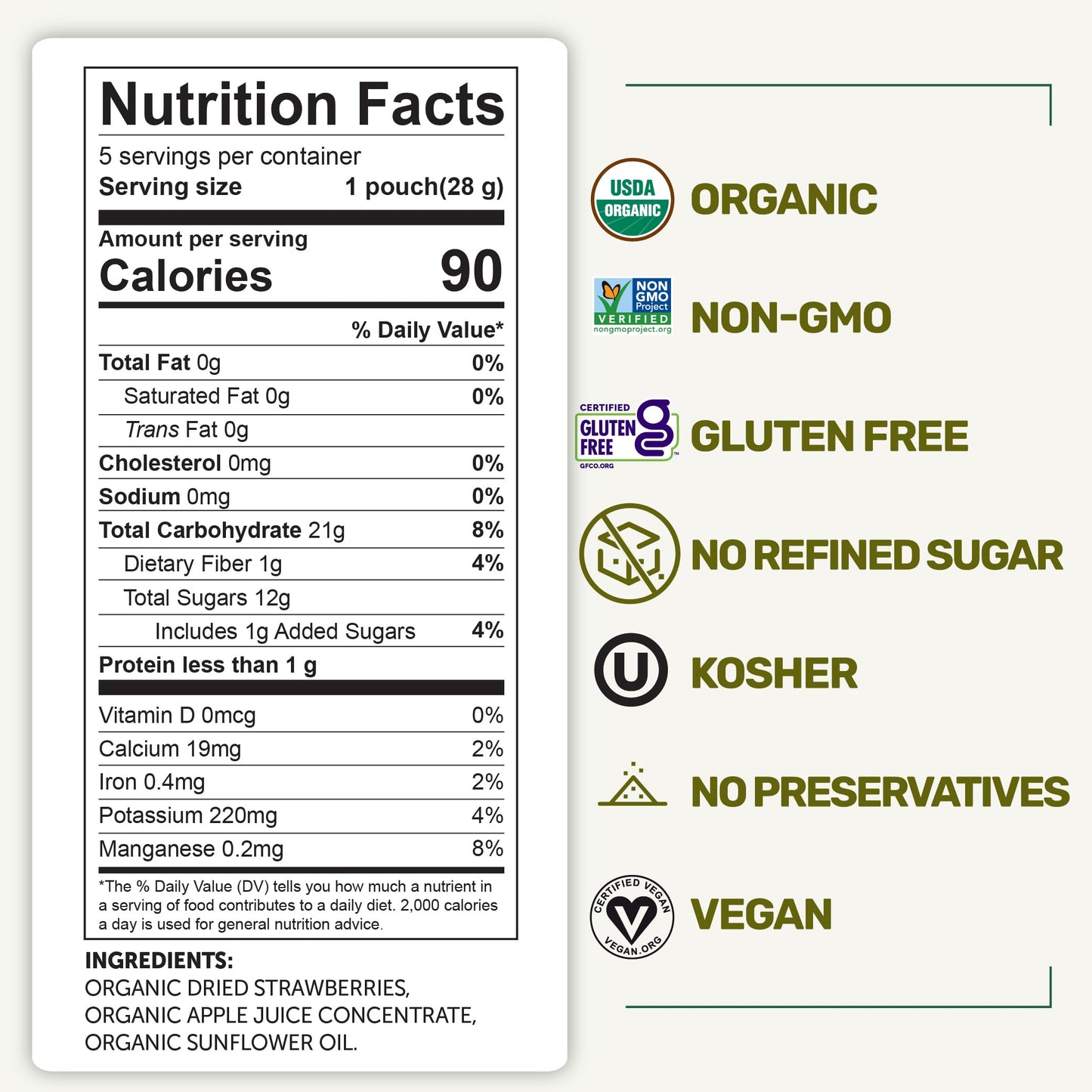 Happy Village Organic Soft Dried Strawberries On The Go - 3 Bags (15 Individual Portion Packs) | Healthy, Organic, Non-Gmo, Vega