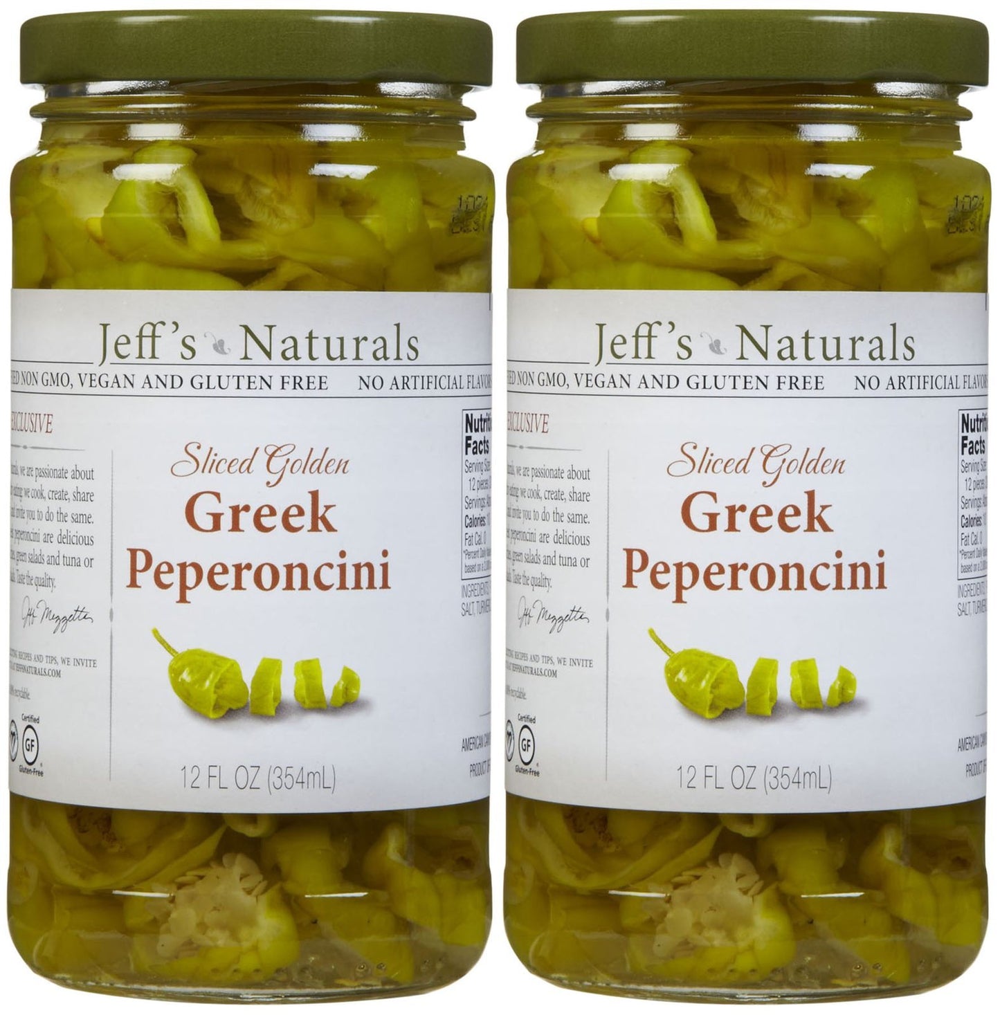 Jeff's Naturals Sliced Golden Greek Peperoncini - 12 oz - 2 pk