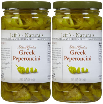 Jeff's Naturals Sliced Golden Greek Peperoncini - 12 oz - 2 pk