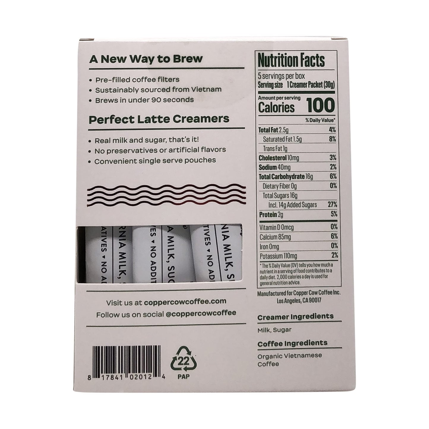 Copper Cow Coffee, Original Vietnamese Pour Over Coffee Kit 5 Count, 7.4 Ounce