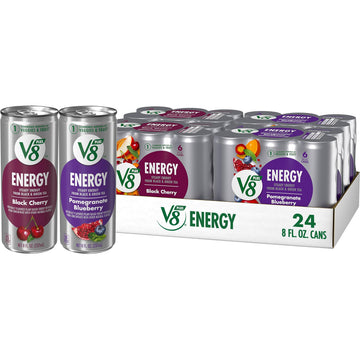 V8 Energy Drink Variety Pack, Pomegranate Blueberry & Black Cherry, 8 FL OZ Can, 24 Cans (4 Packs of 6)