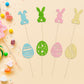 24Pcs Happy Easter Cupcake Toppers Glitter Cute Bunny Egg Cake Decorations Bunny Rabbit Cake Picks For Easter Spring Theme Babys