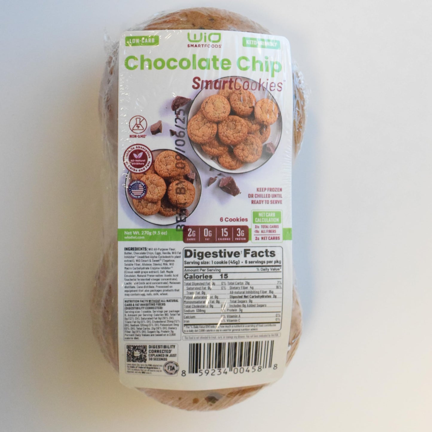 WiO SmartFoods Chocolate Chip Cookies, 24-Count Low-Carb, Fat-Free, Sugar-Free, Keto-Friendly Cookies, Delicious Soft Treats, He