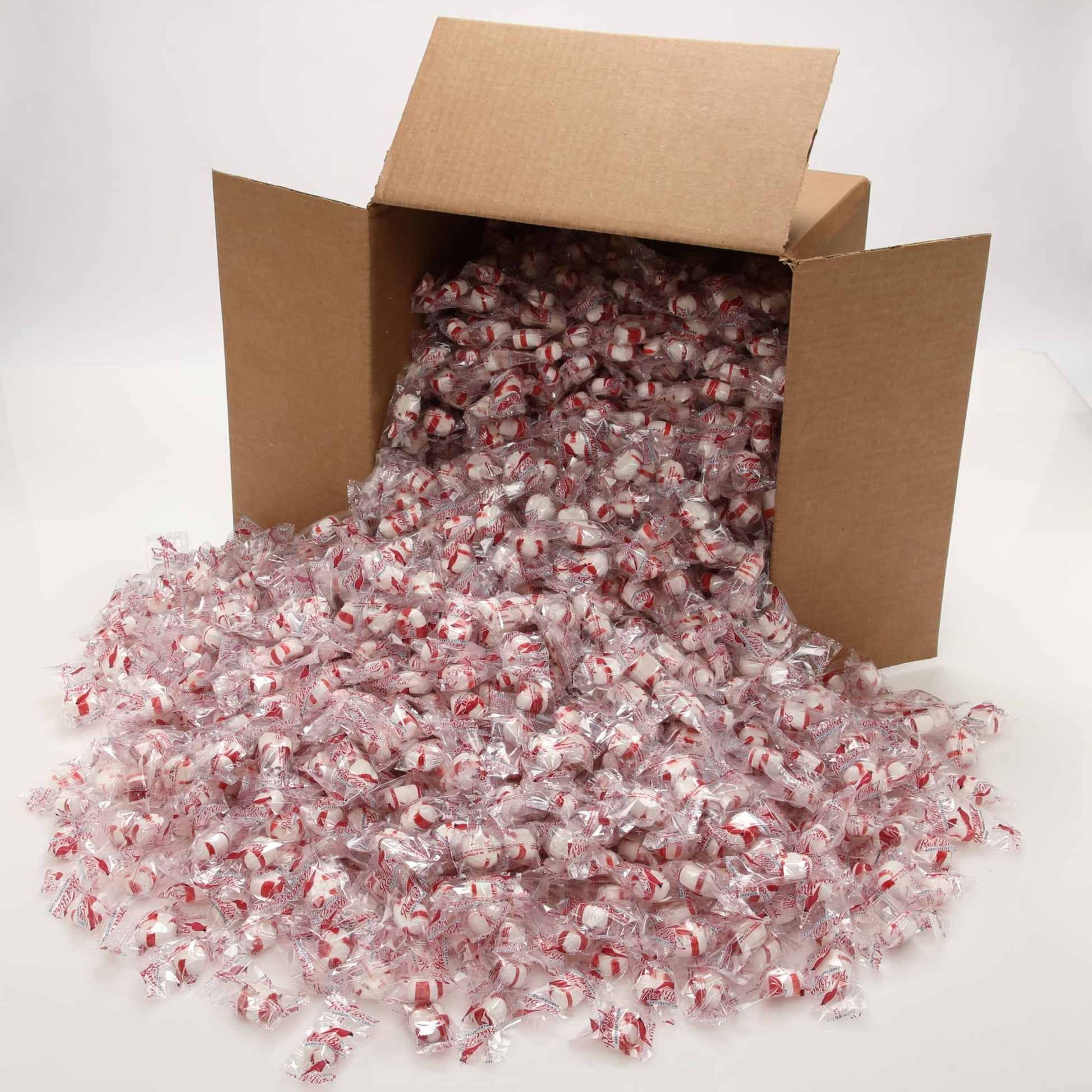 Red Bird Soft Peppermint Candy Mints, Bulk Candy Individually Wrapped, Branded Wrapper, 20 lb