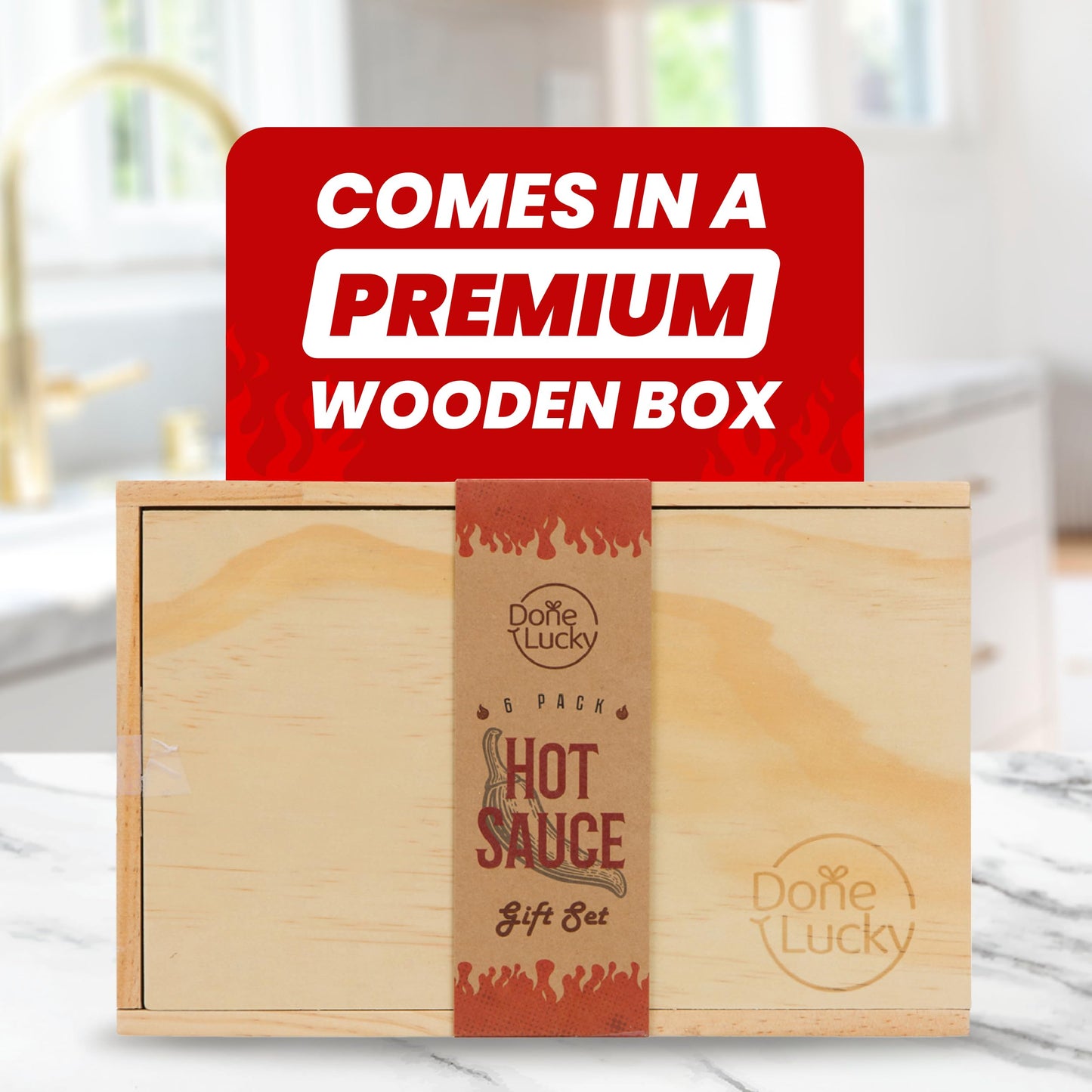 Hot Sauce Gift Set (6 Pack) - Hot Sauce Variety Pack In Premium Wooden Box - Great Gift For Birthday, Christmas, Father'S Day Fo