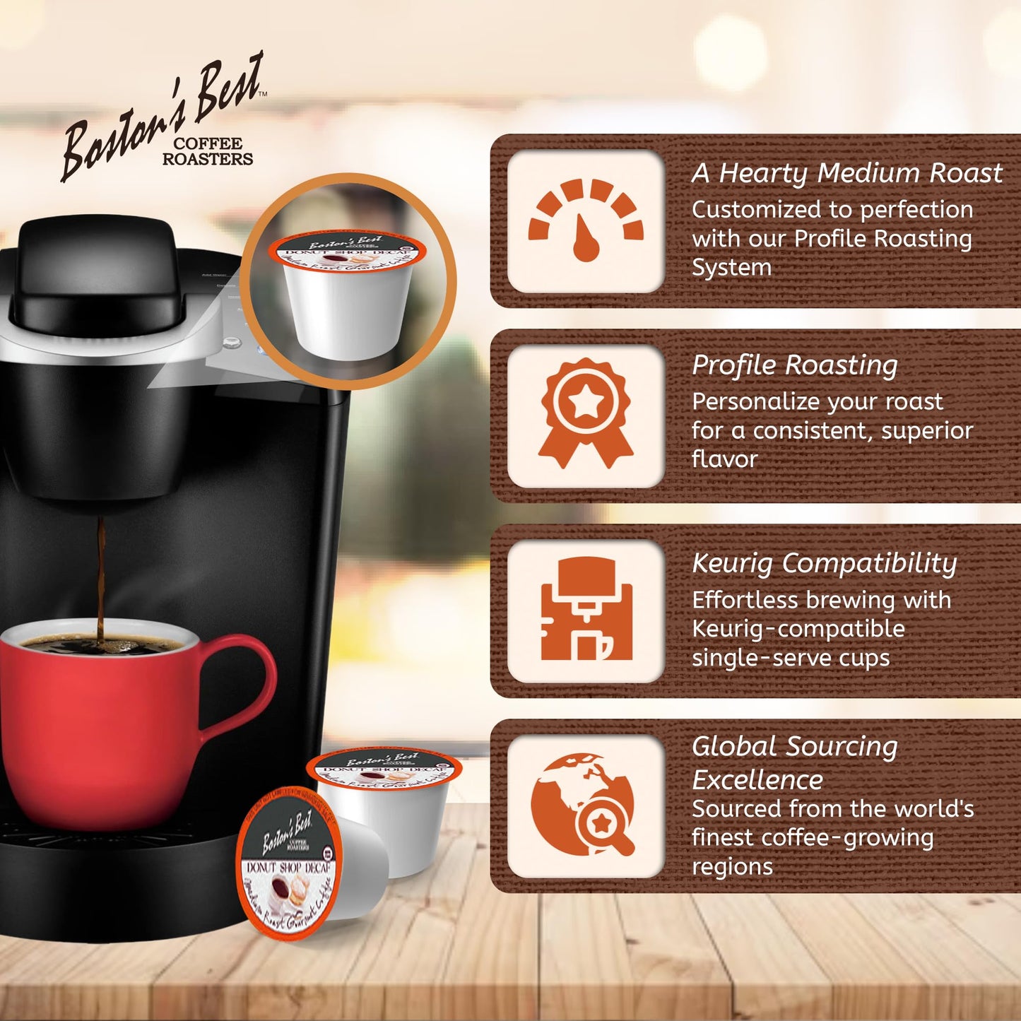Bostons Best Decaf Medium Roast Coffee Compatible with Keurig, 80 Single Serve Cups