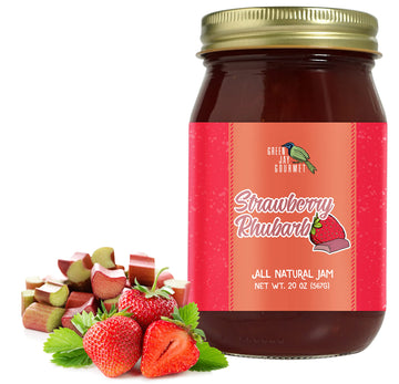 Green Jay Gourmet Strawberry Rhubarb Jam - All-Natural, Vegan, Gluten-Free - 20 Ounces