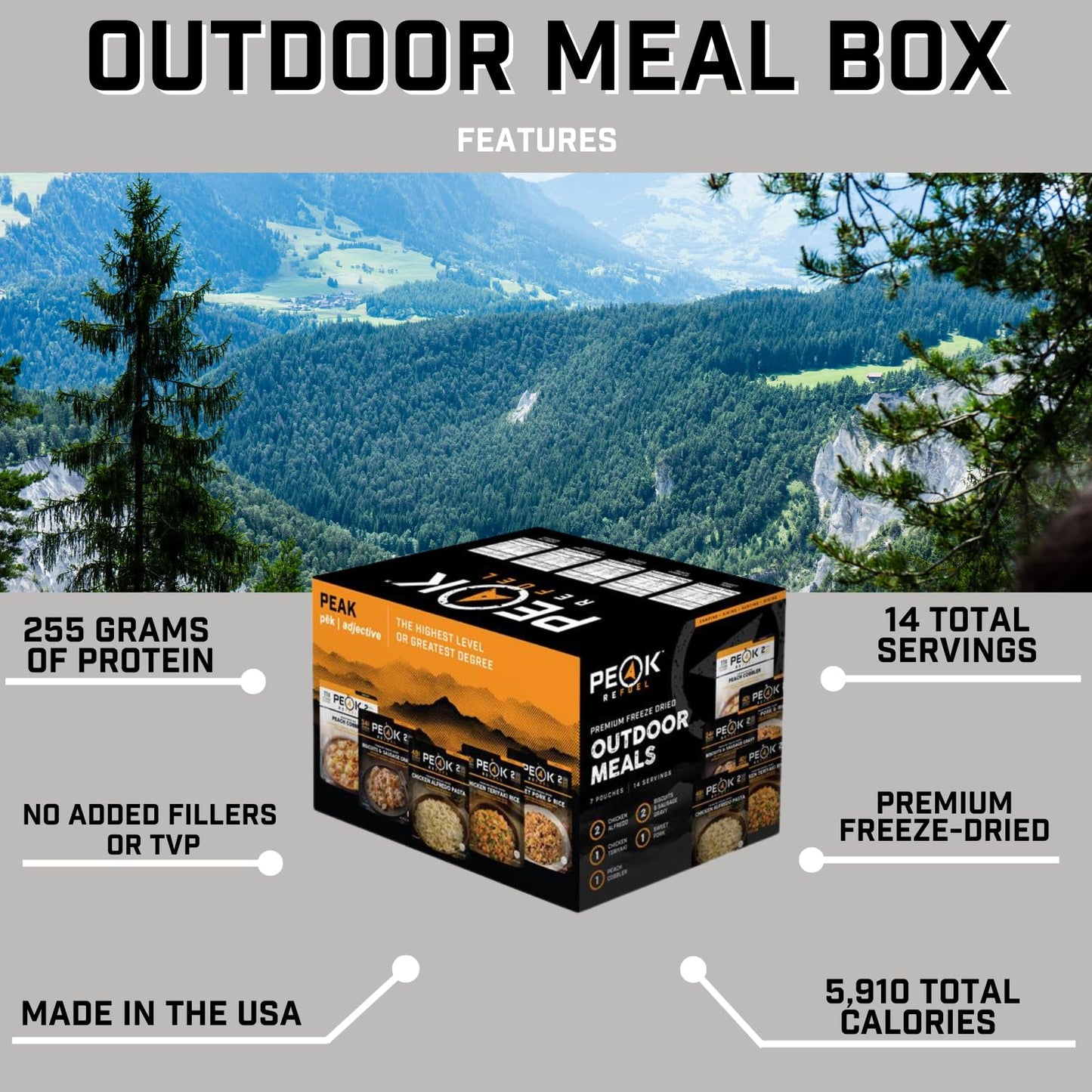 Peak Refuel Bulk Meal Packs | 100% Real Meat | Enhanced Freeze-Dried Meals For Backpacking, Camping & Survival | Mre Emergency Food (Outdoor Meal Box)