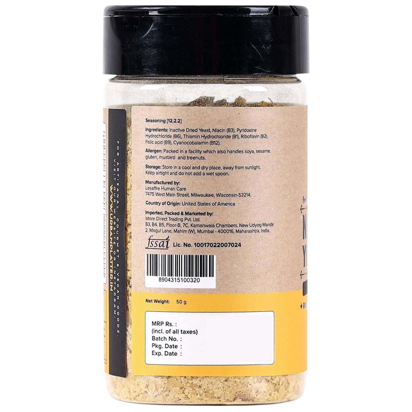 Urban Platter Nutritional Yeast Flakes Shaker Jar, 50G / 1.76Oz [Also Known As Nooch, Gluten Free, Nutty Flavour]