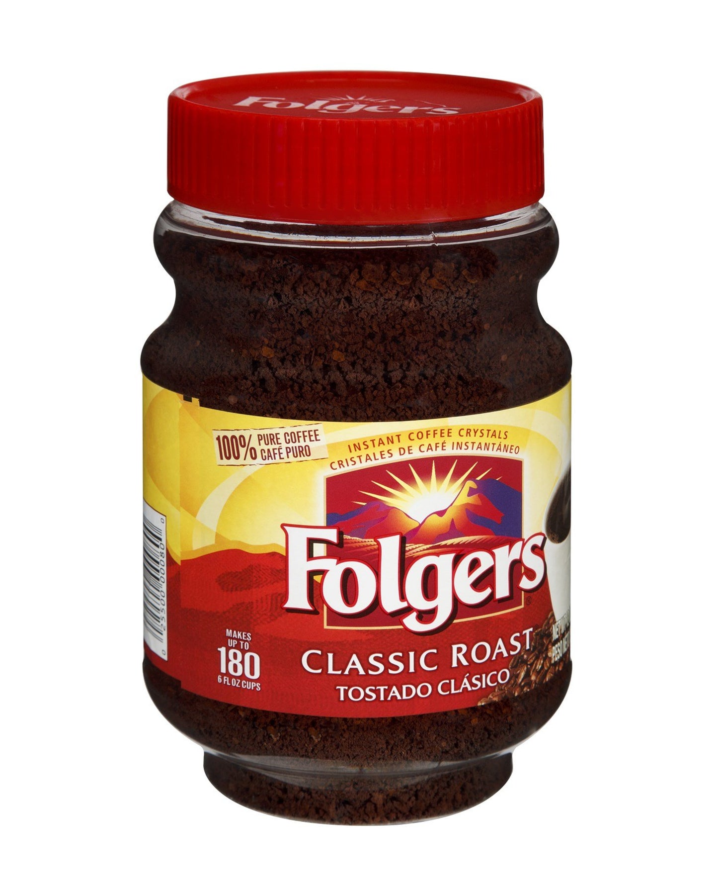 Folgers Classic Roast Instant Coffee, Pack of 12 Jars, 2 Ounce Each