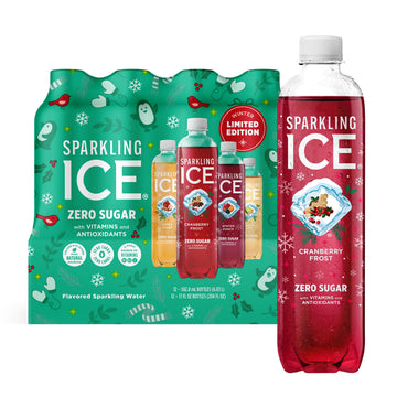 Sparkling Ice  Winter Variety Pack  Flavored Sparkling Water  Zero Sugar  with Vitamins and Antioxidants  17 fl oz  12 count (Cranberry Frost  Winter Punch  Apple Cider and Ginger Lime)
