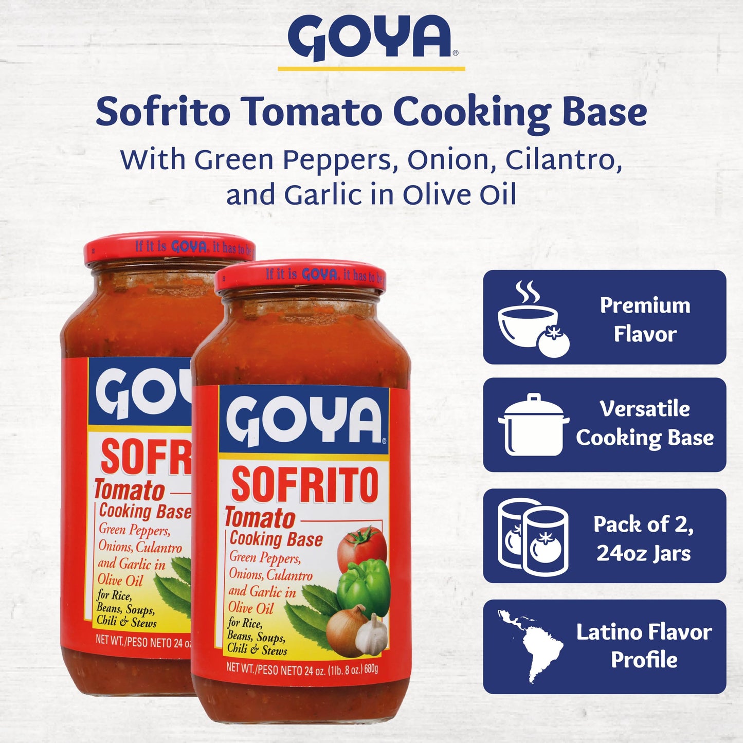 Sofrito Tomato Cooking Paste by Goya, Tomato Cooking Base with Green Peppers, Onion, Cilantro, Garlic, and Olive Oil, Latino Sea