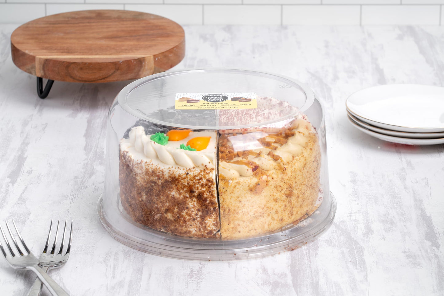 Our Specialty 8 Double Layer Variety Cake with Caramel, Carrot, Chocolate and Red Velvet Cake, 46 oz
