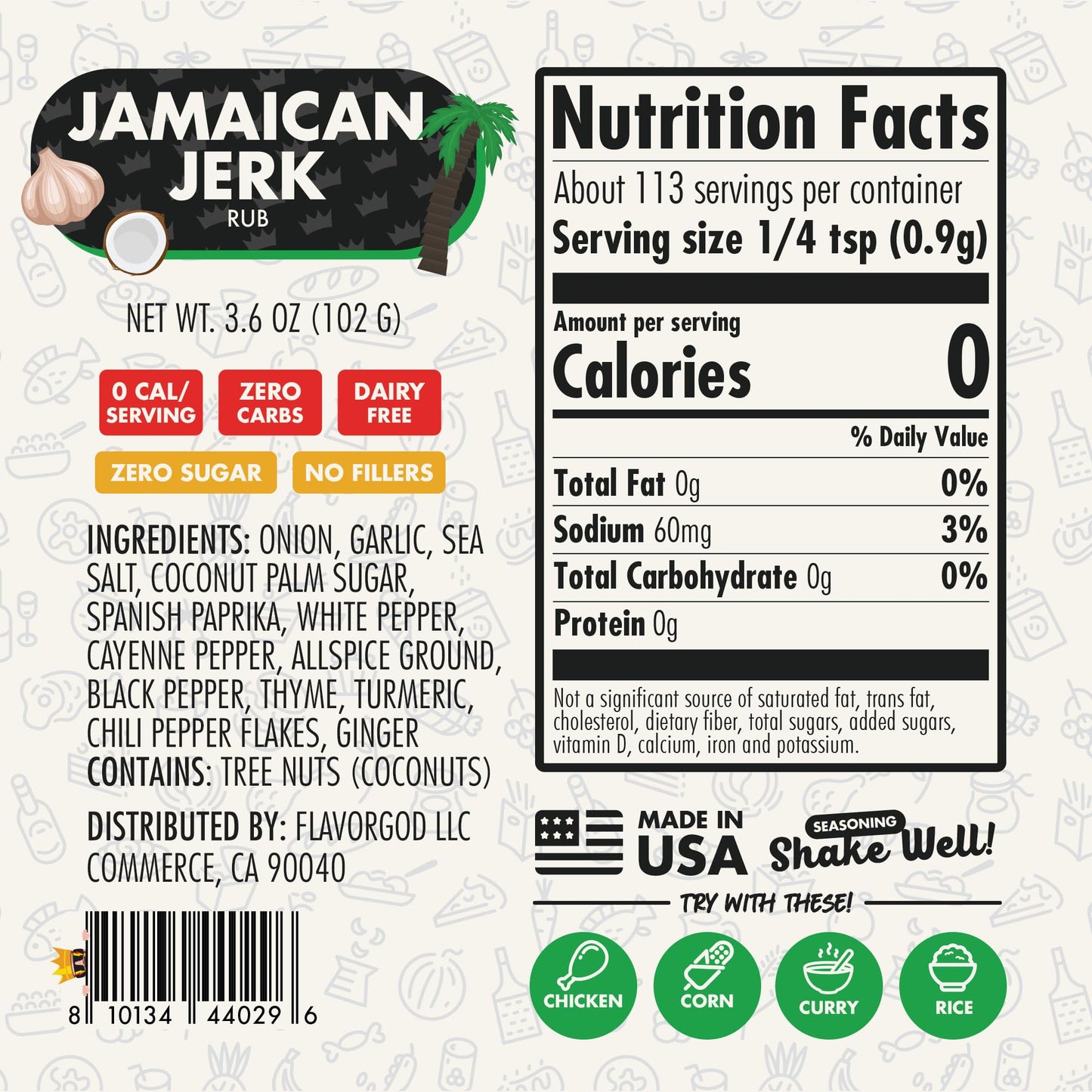 Flavor God Jamaican Jerk Rub Mix - Natural Spice Blend, Large (Pack of 2), Gluten & Dairy Free, Vegan, Keto Friendly