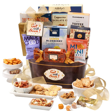 Broadway Basketeers Get Well Soon Care Package Gift Basket. Send Your Get Well Wishes With This Beautiful Display Basket Enjoy The Large Assortment Of Sweets And Savory,Perfect For Mom, Dad, & Friends