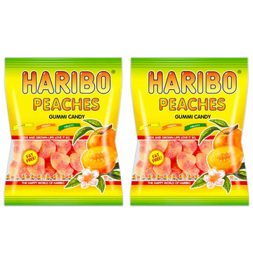 Haribo Peaches Gummi Candy 4 Oz Bag (2 Bags 8 Oz Total)
