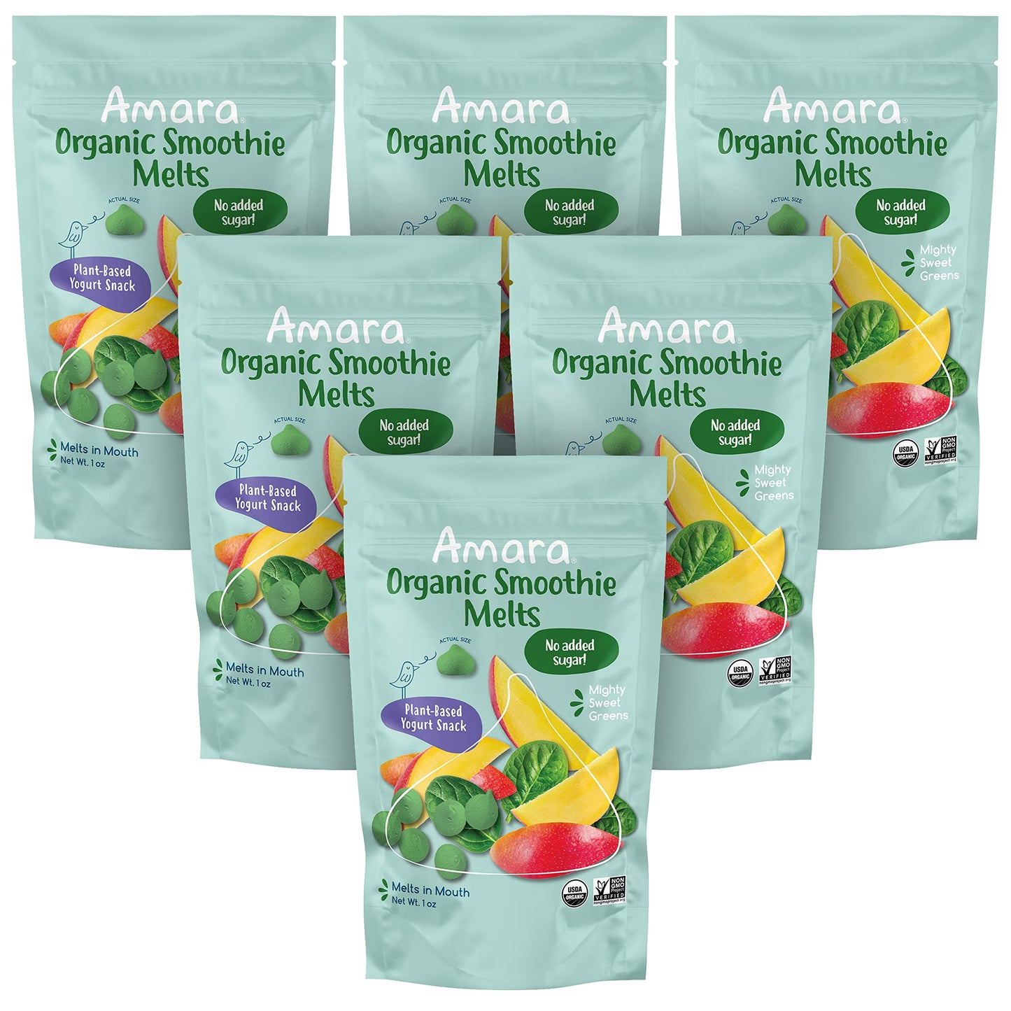 Amara Smoothie Melts - Mighty Sweet Greens - Baby Snacks Made With Fruits And Vegetables - Healthy Toddler Snacks For Your Kids 