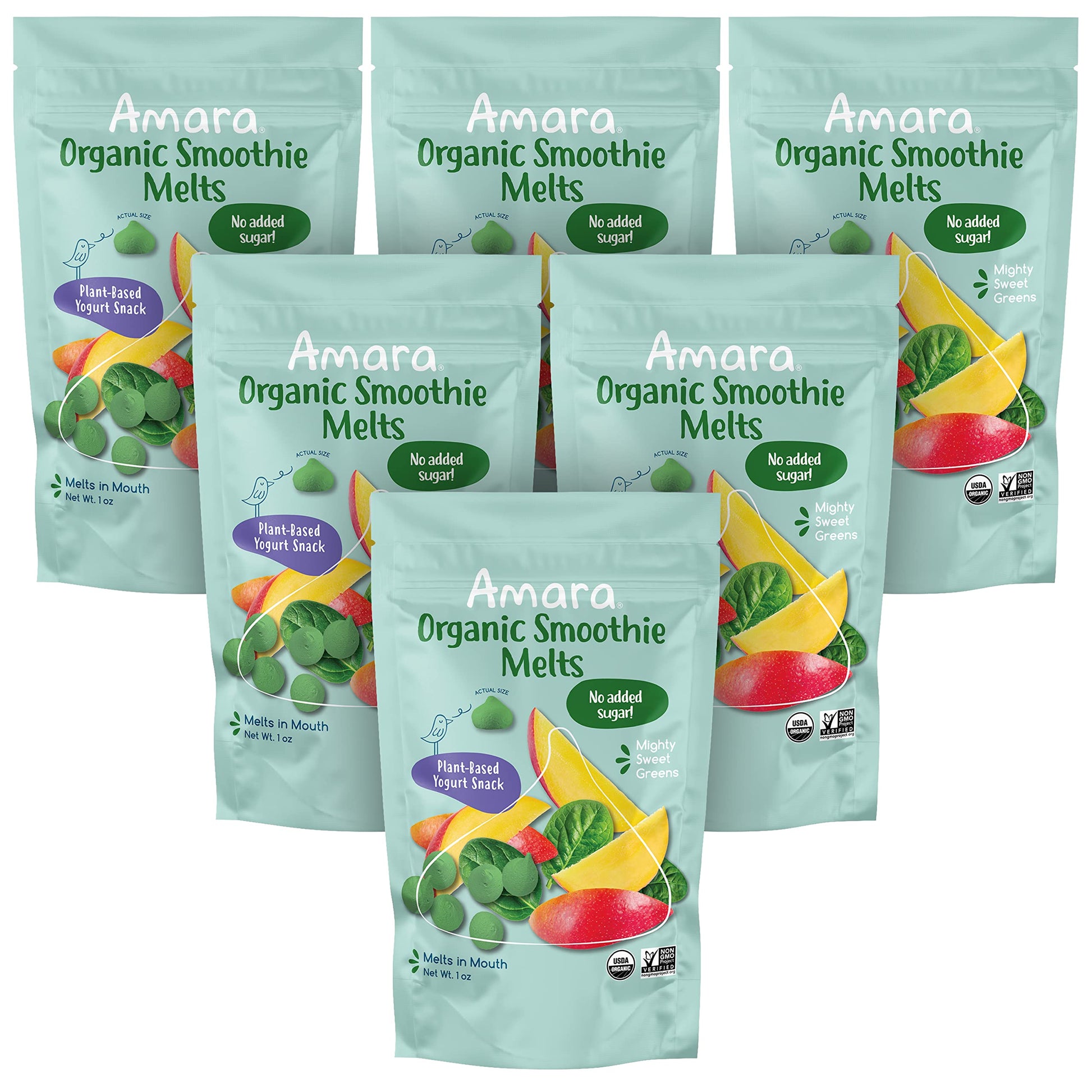 Amara Smoothie Melts - Mighty Sweet Greens - Baby Snacks Made With Fruits And Vegetables - Healthy Toddler Snacks For Your Kids 