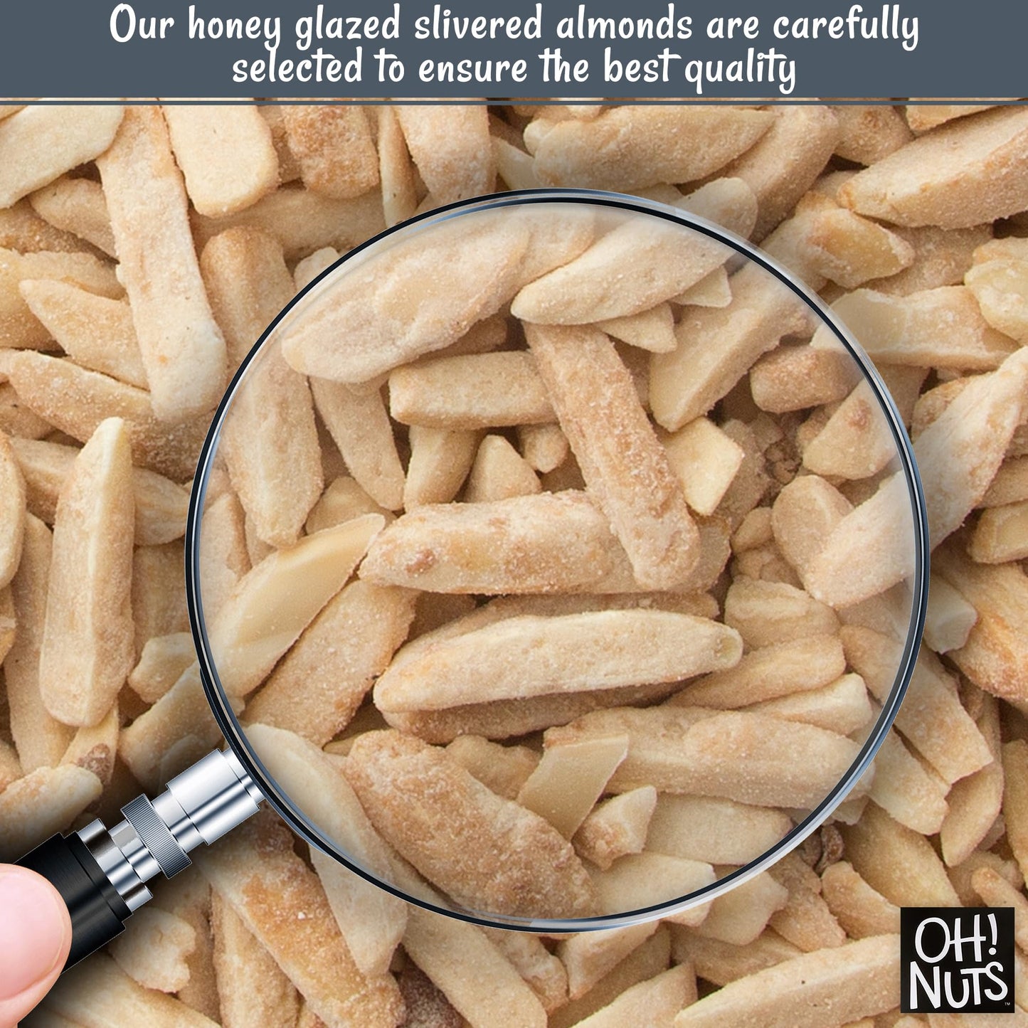 Oh! Nuts Almonds Honey Glazed Slivered - Raw - 100% Natural - 2 Lb - High-Protein Almond - Packed In New York Zip-Seal Bag For E