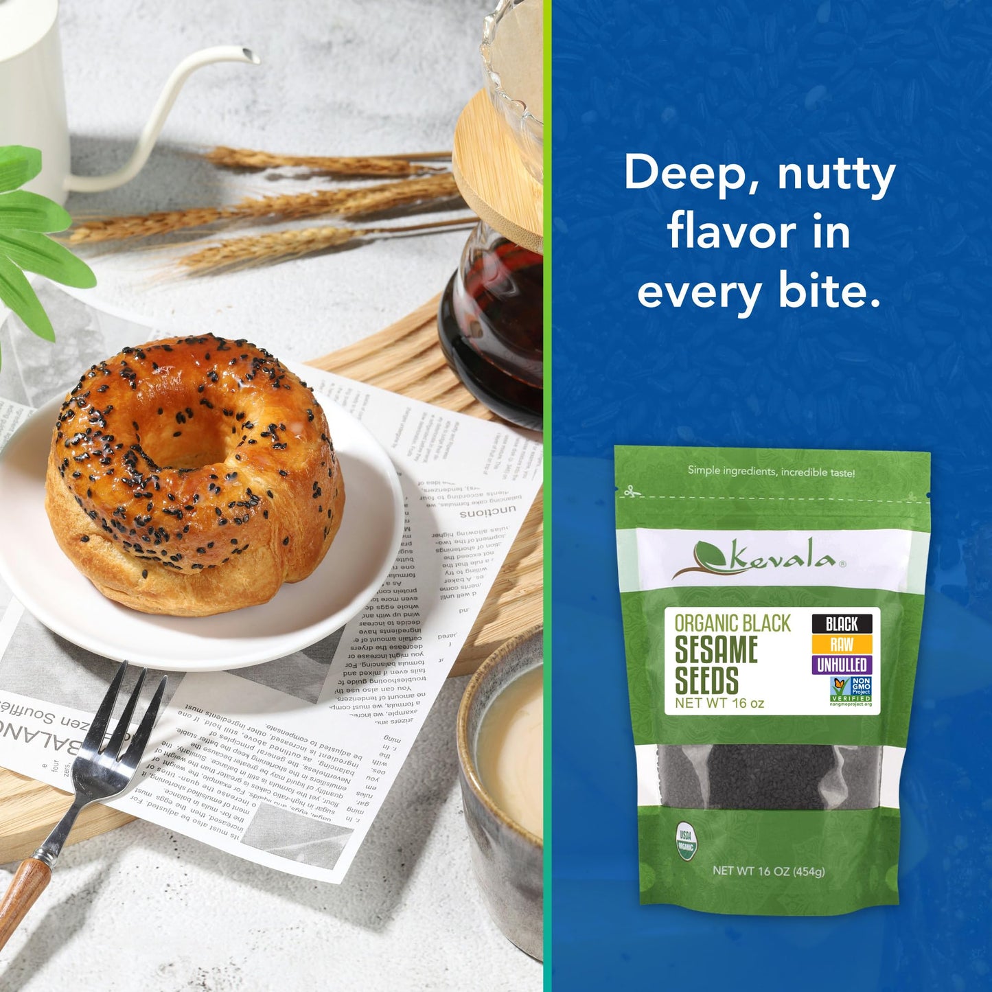 Organic Raw Black Sesame Seeds (Unhulled) - Allergen Friendly Seeds Made in Facility Free of Peanuts and Tree Nuts, Can Be Used
