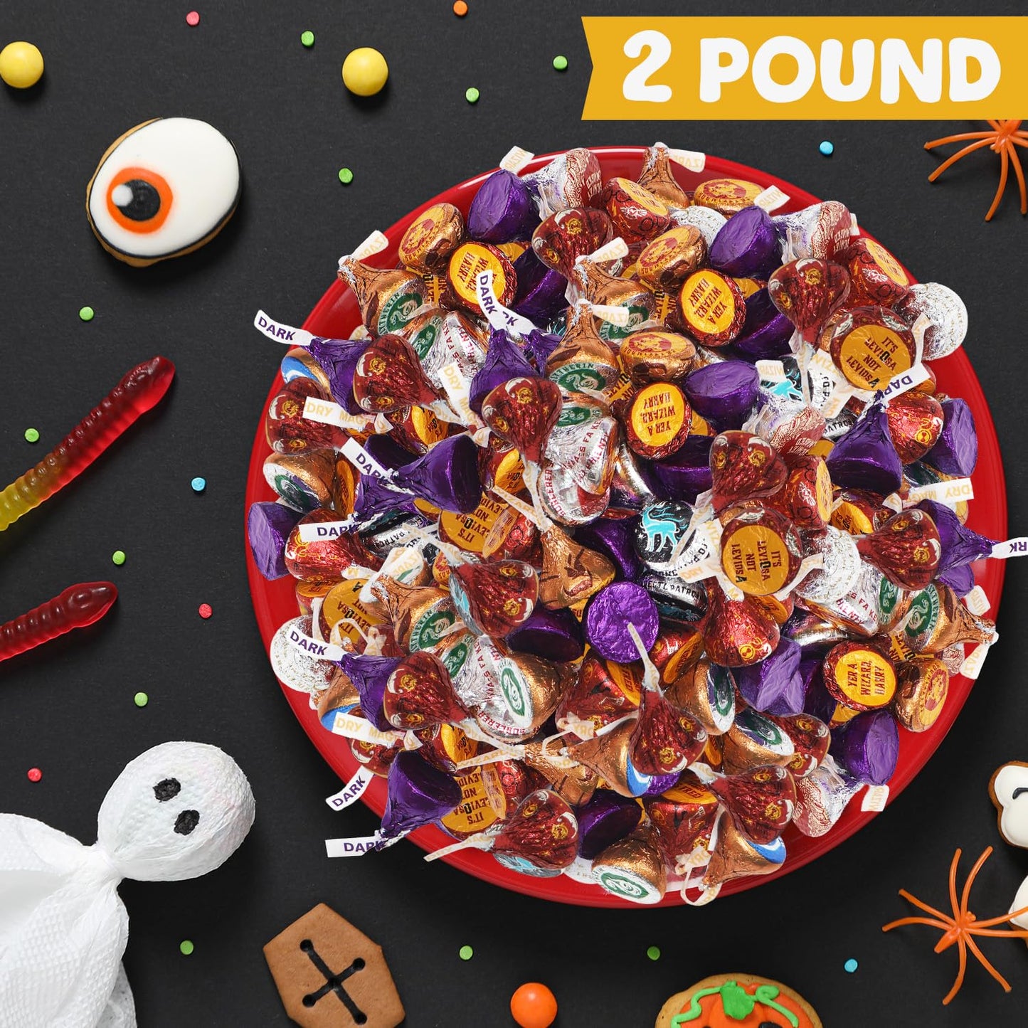 Christmas Magical Chocolate Kisses 2 lb - Individually Wrapped Wizard Theme Foil Milk & Special Dark Chocolate Candies for Trick-or-Treat  Candy Cauldrons  Parties & Candy Bowls