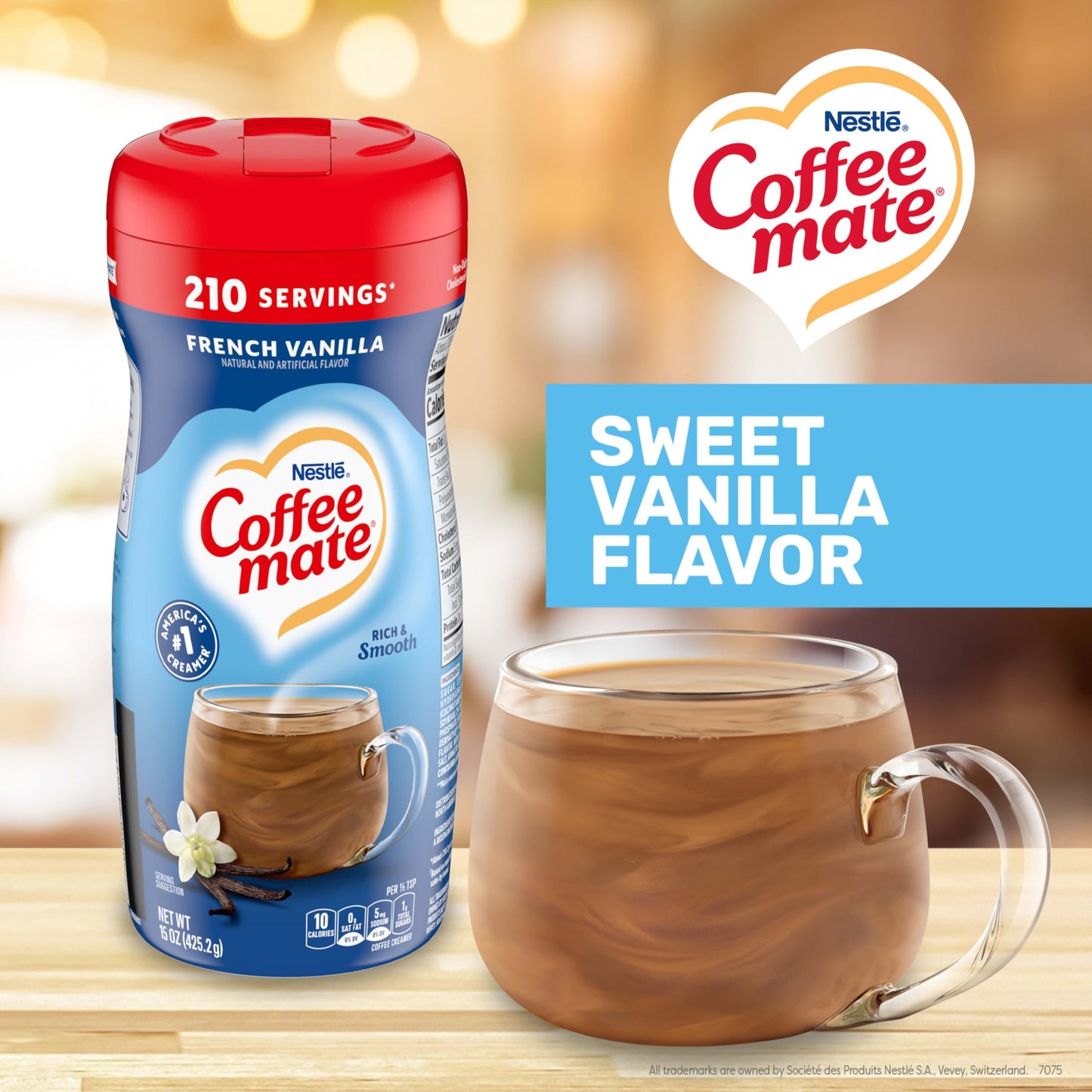 Nestle Coffee mate Coffee Creamer, French Vanilla, Non Dairy Powder Creamer, 15 oz Canister (Pack of 12)