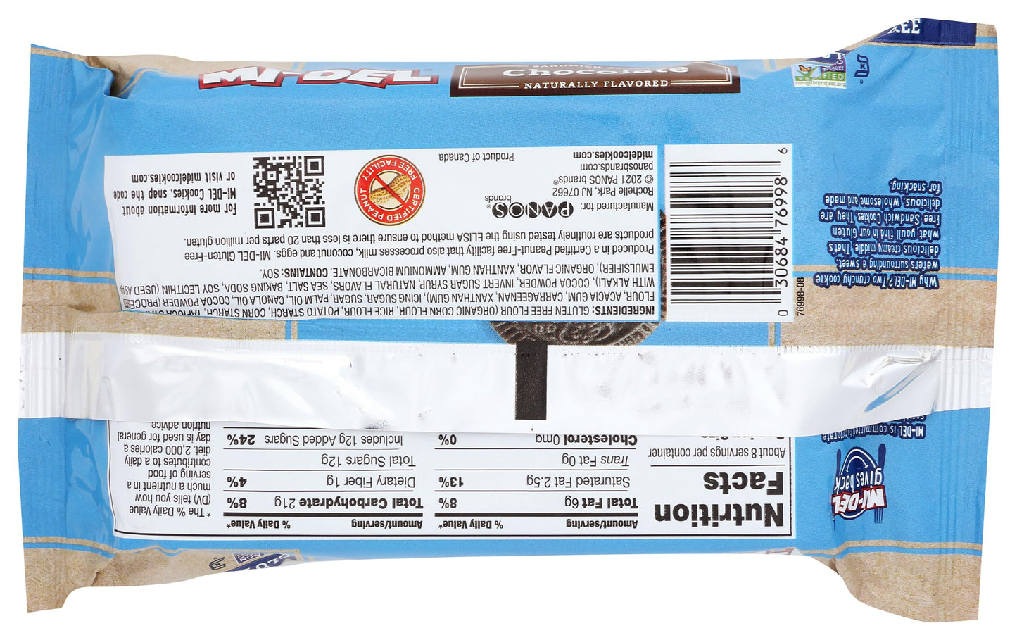 Mi-Del Gluten Free Cookies, Chocolate Sandwich, 8 Ounce
