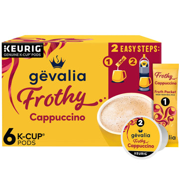 Gevalia Frothy 2-Step Cappuccino Espresso Keurig K-Cup Coffee Pods & Froth Packets Kit (6 Ct Box)