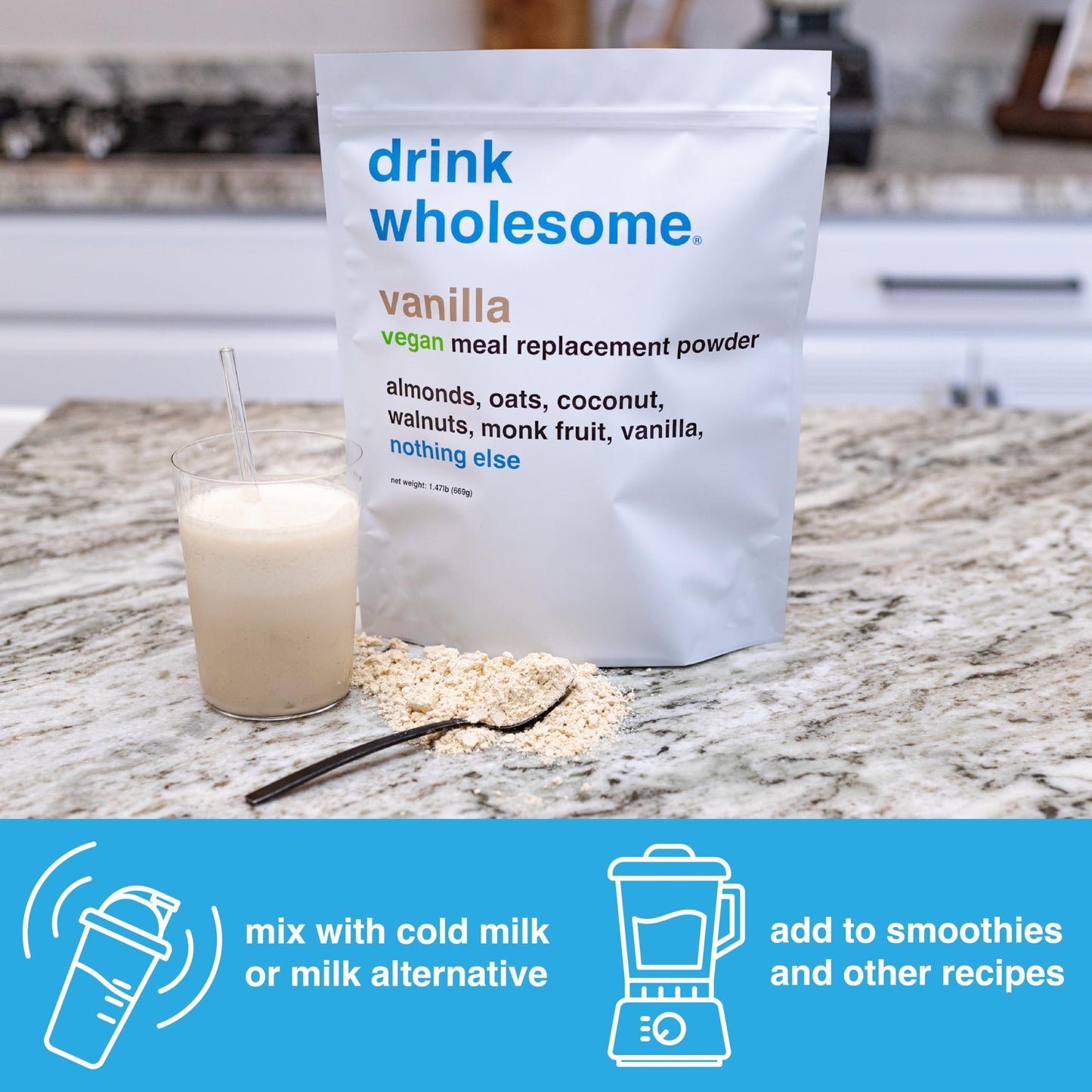 Drink Wholesome Vanilla Meal Replacement Powder | For Sensitive Stomachs | Gut Friendly | Additive & Dairy Free | No Artificial Sweeteners | No Bloating, Farts Or Gas | No Constipation Or Diarrhea