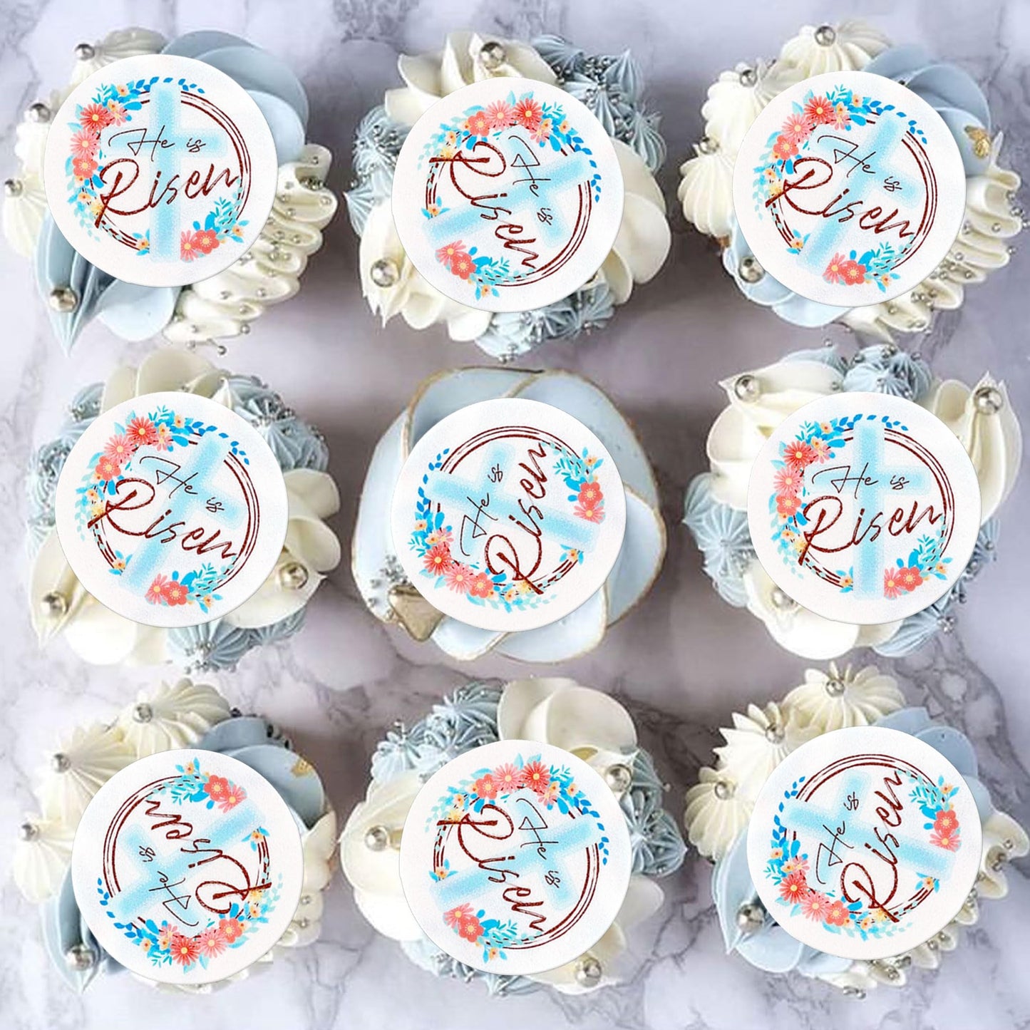 40Pack Edible Happy Easter Cupcake Toppers For Rabbit Ears Bunny Party Decorations Cake Picks Drink Topper Cake Food Decor Appet