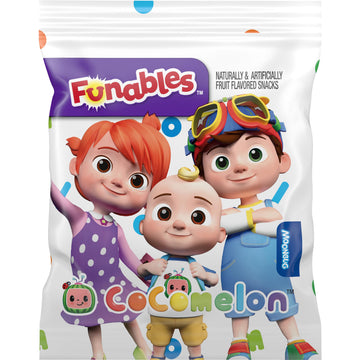 Funables Fruity Snacks, Cocomelon, Assorted Fruit Flavored Snacks, 0.8 Oz 10 Ct