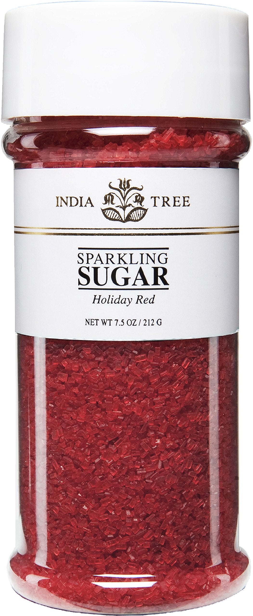 India Tree, Holiday Red Sparkling Sugar, Large Jar Shimmery Sprinkles for Baking & Decorating 7.5 Oz Jar (Pack of 1)