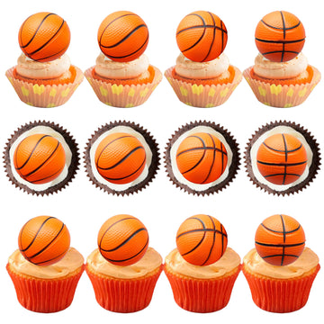 Ephlyn 10 Pack 3D Basketball Cupcake Toppers Basketball Cake Toppers Decorations For Sports Theme Baby Shower Birthday Party Cak