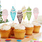 Ercadio 25 Pack Ice Cream Cupcake Toppers Glitter Cupcake Picks For Baby Shower Birthday Summer Hawaii Theme Party Cake Decorati