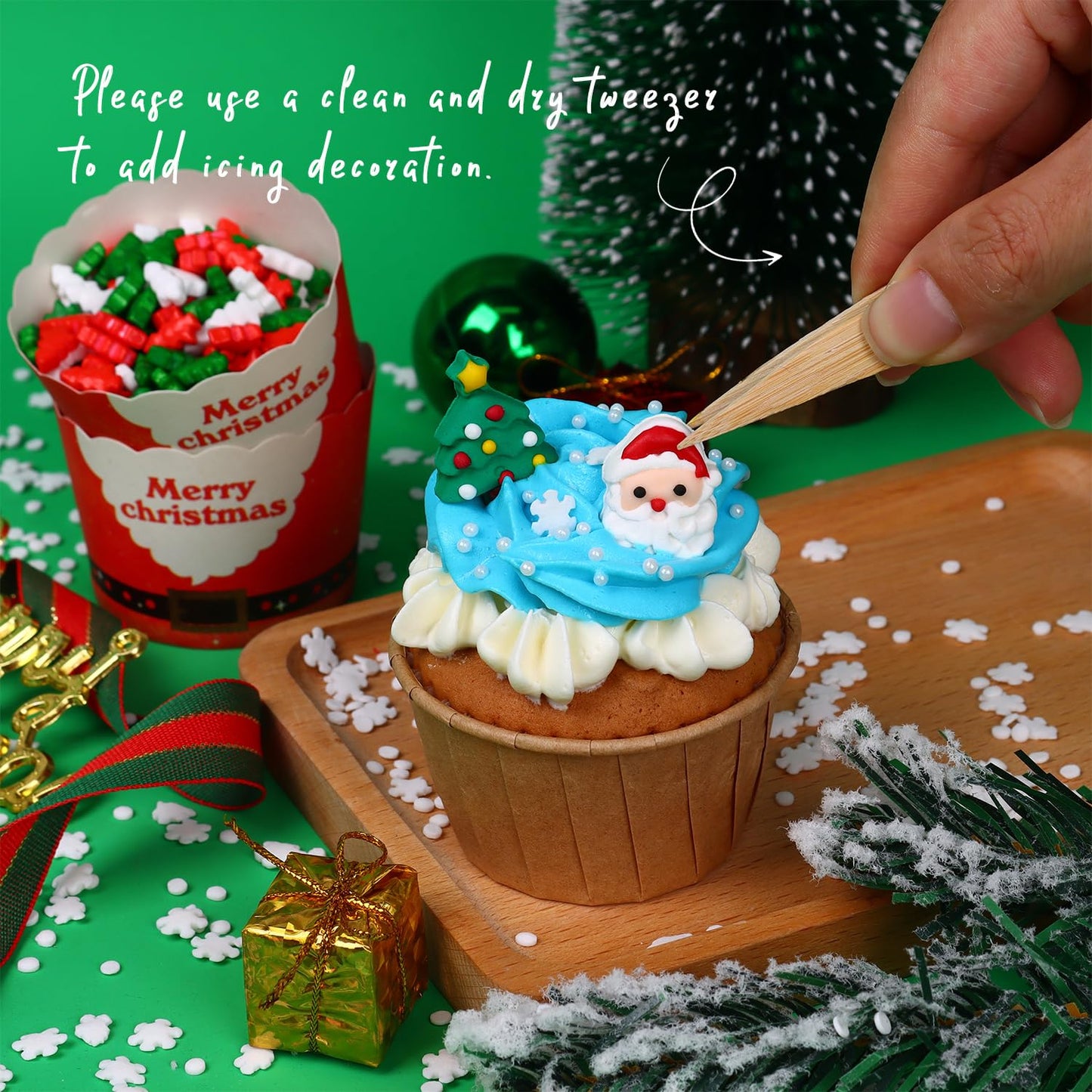 Edible Christmas Cake Decorations, Edible Gingerbread Men, Christmas Tree Candy, Santa Claus Icing Decorations, Socks, Snowman F