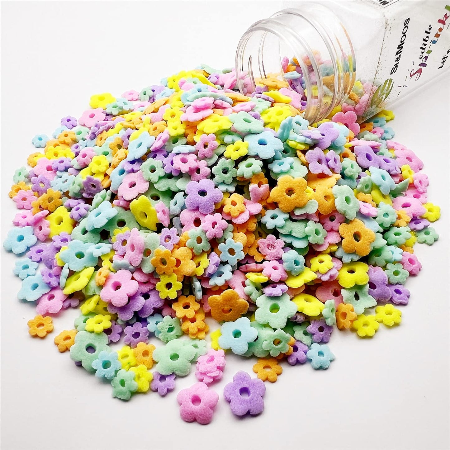 SE Si&Moos Edible Flowers Sprinkles for Cake Decorating Mini Sugar Flowers Pastel Confetti Sprinkles Edible Flower Cake Decorati