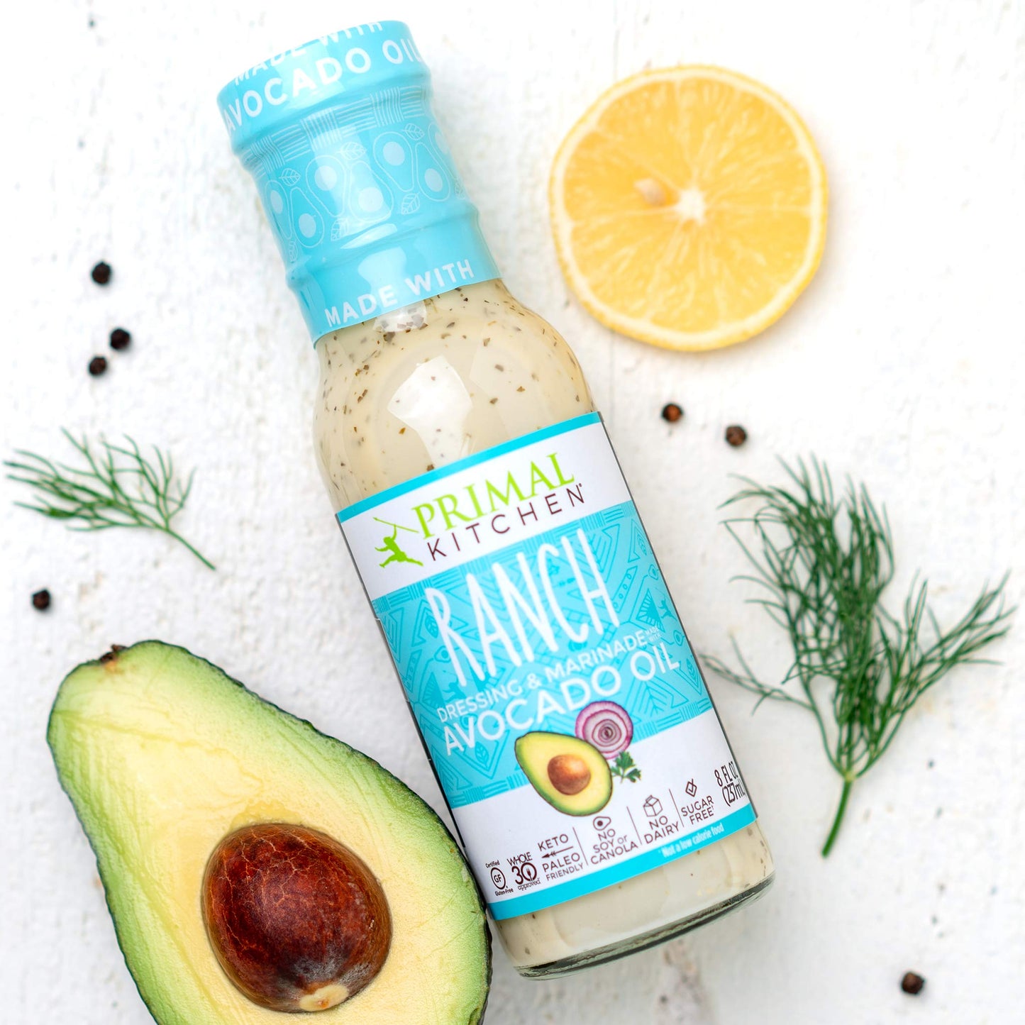 Primal Kitchen Ranch Dressing, Caesar Dressing, and Green Goddess Dressing & Marinade, Made with Avocado Oil, 8 Fluid Ounces, Va