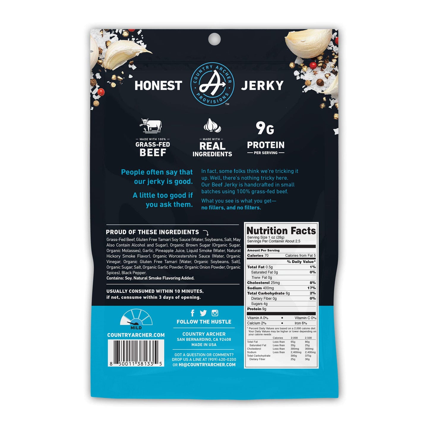 Country Archer, Beef Jerky, Original, 2.5 Oz