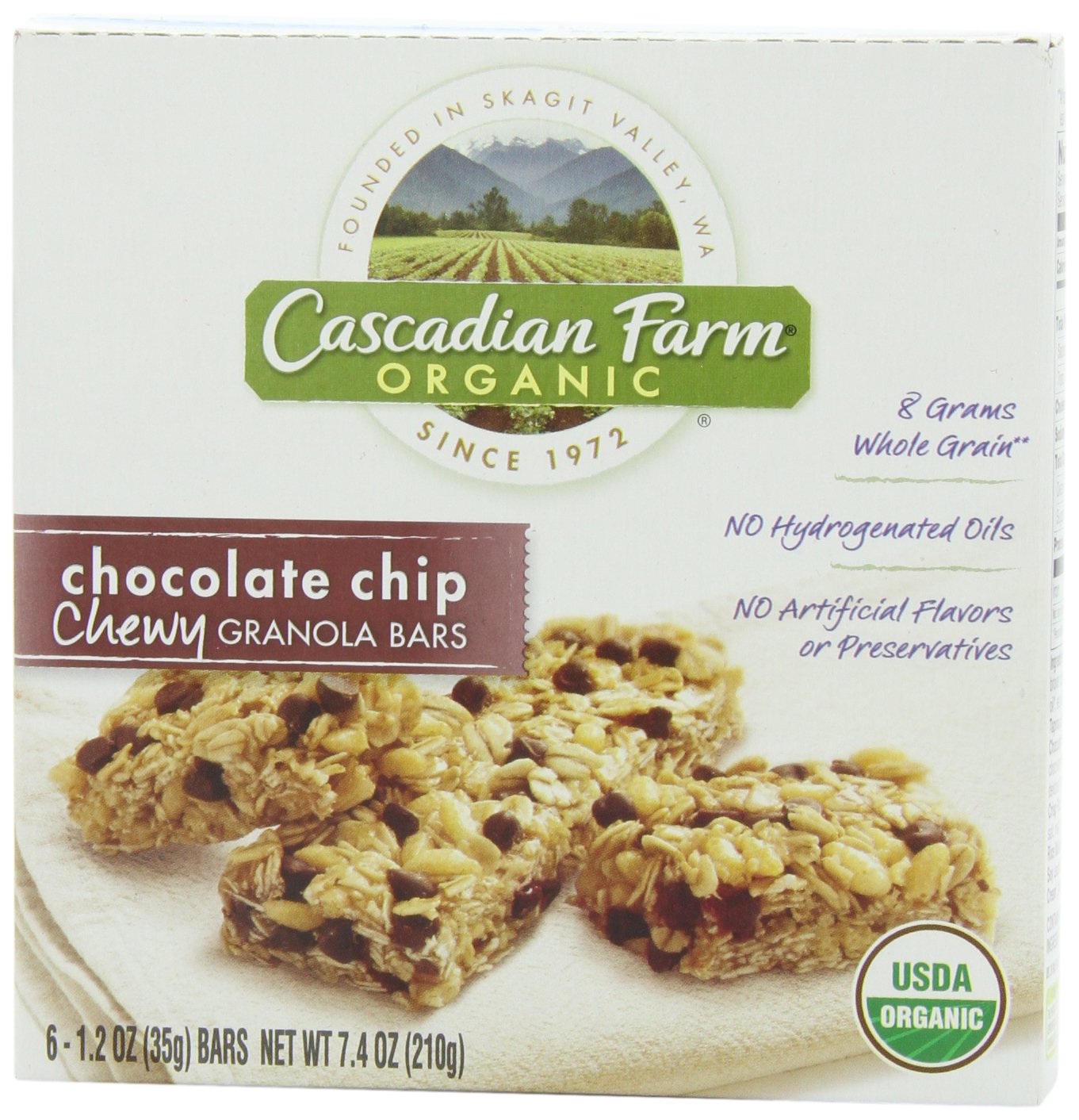 Cascadian Farm Organic Granola Bars, Chocolate Chip Chewy Granola Bars, 6 Bars (Pack Of 6)