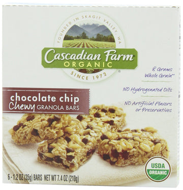 Cascadian Farm Organic Granola Bars, Chocolate Chip Chewy Granola Bars, 6 Bars (Pack Of 6)
