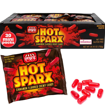 DOUzzle Back To School Hot Sparx Red Cinnamon Candy Sticks, Chewy Candies, Mini Packs (30 Count, 1 Pack) Individually Wrapped, P