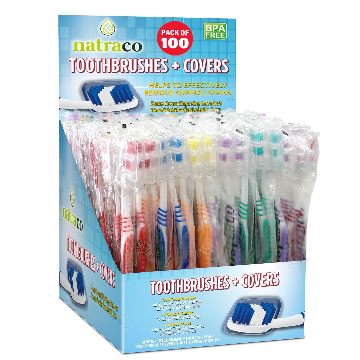 Bulk Toothbrush Pack With Hygienic Covers  Premium Quality Individually Wrapped Colorful Tooth Brushes  Medium Soft Bristles Per