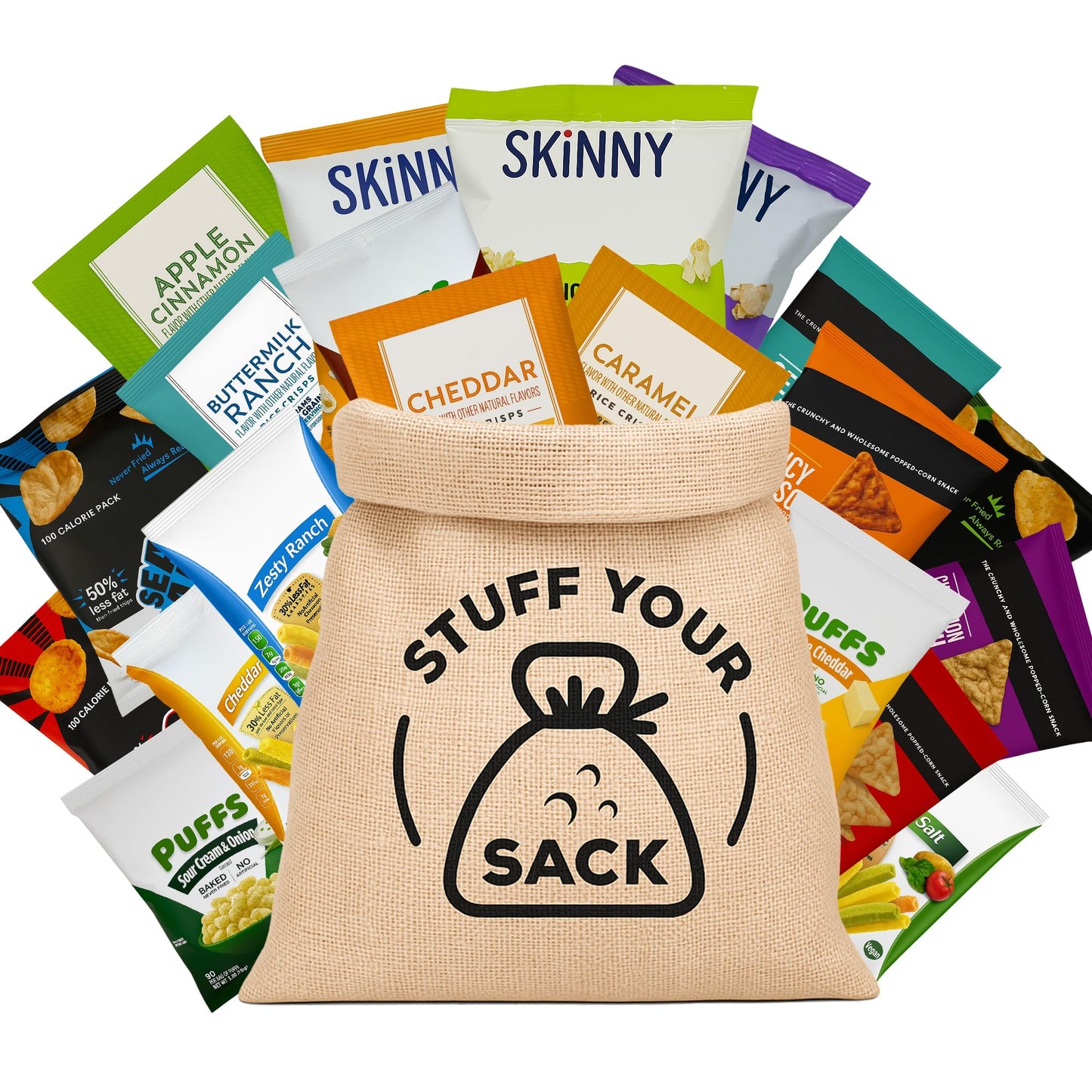 STUFF YOUR SACK Healthy Snacks Variety Pack - 35 Pack of Chips, Popcorn & Crisps for Home or Office